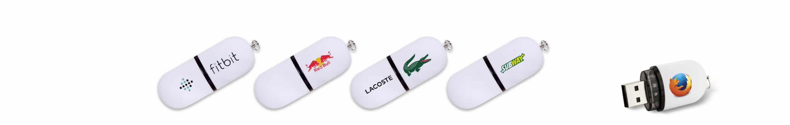 Lot de clés USB personnalisées POD avec logos RedBull lacoste et Subway